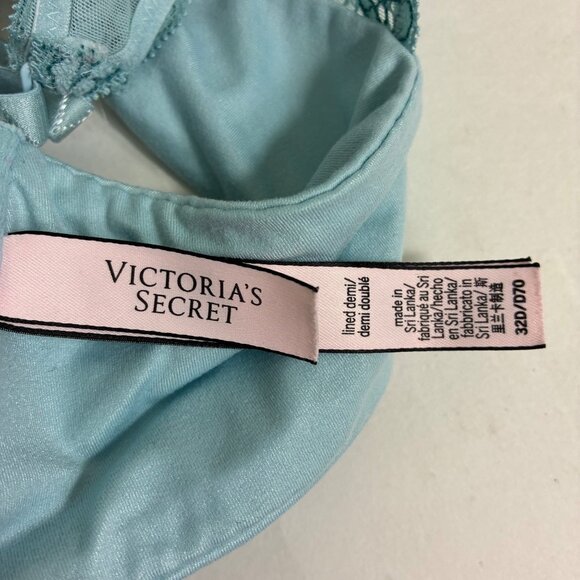 Y2K Body by Victoria Lined Demi Baby Blue Front Close Lace Racerback Bra Sz 32D - Picture 5 of 6